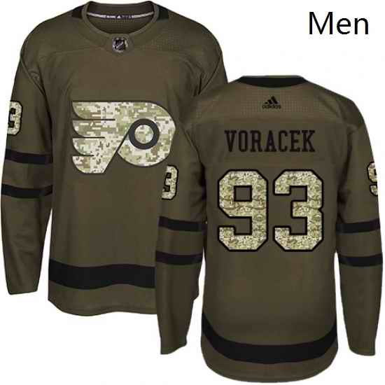 Mens Adidas Philadelphia Flyers 93 Jakub Voracek Authentic Green Salute to Service NHL Jersey